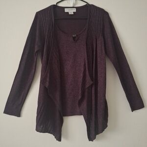 Sag Harbor Women's Deep Purple Cardigan Sweater